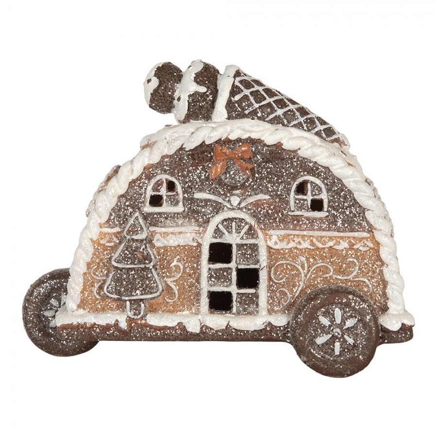 Decorative House With LED 21x11x16 Cm Brown Plastic - 21*11*16 cm