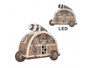 Decorative House With LED 21x11x16 Cm Brown Plastic - 21*11*16 cm