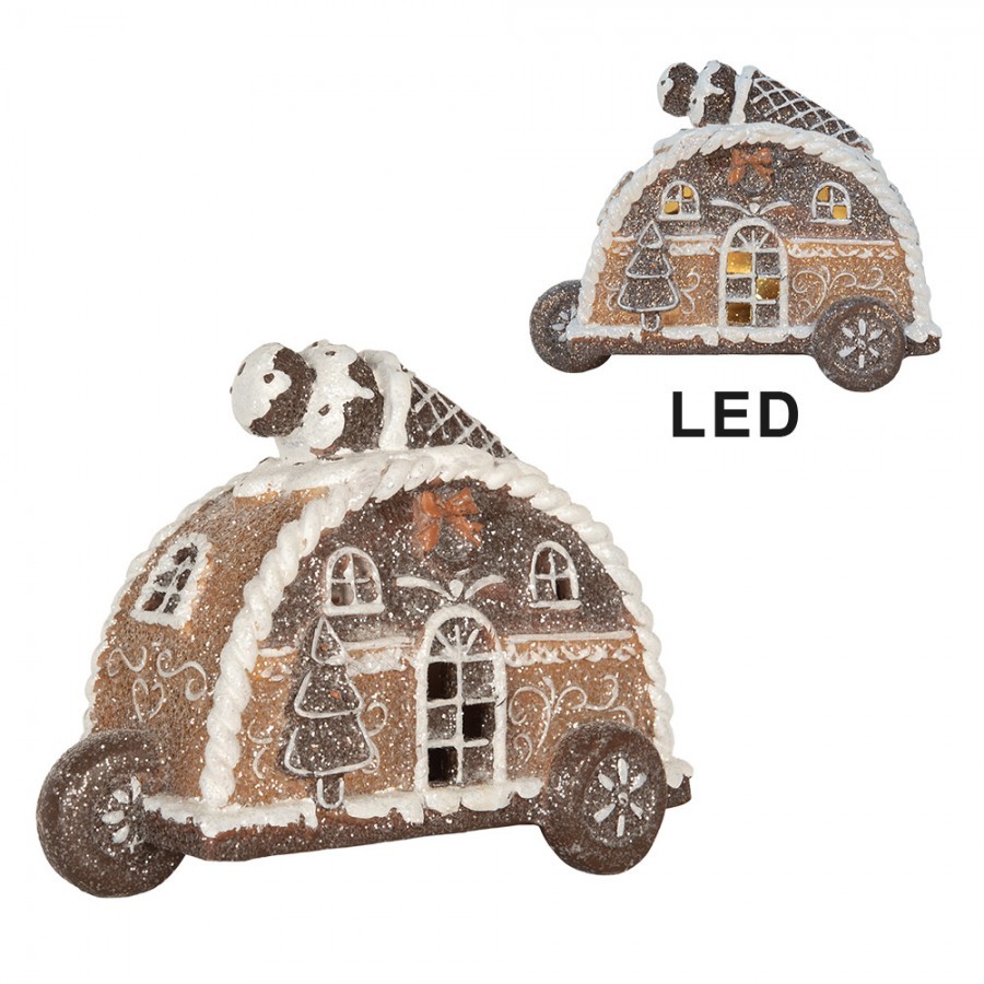 Decorative House With LED 21x11x16 Cm Brown Plastic - 21*11*16 cm