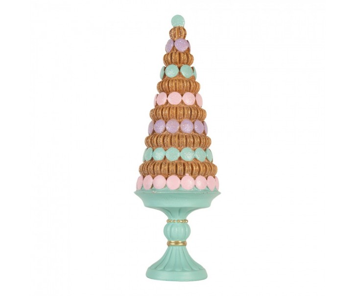 Hnědo-zelená dekorace vánoční stromek Christmas Tree - Ø 13*40 cm Clayre & Eef