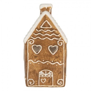 Hnědá vánoční keramická chaloupka na čajovou svíčku Gingerbread Cottage - 11*9*21 cm