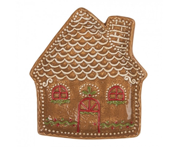 Keramický talířek perníková chaloupka Gingerbread Cott - 20*18*3 cm Clayre & Eef