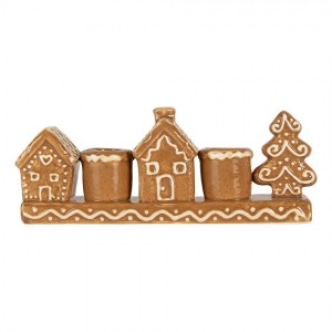 Keramický svícen perníkové chaloupky Gingerbread Cott - 21*4*8 cm