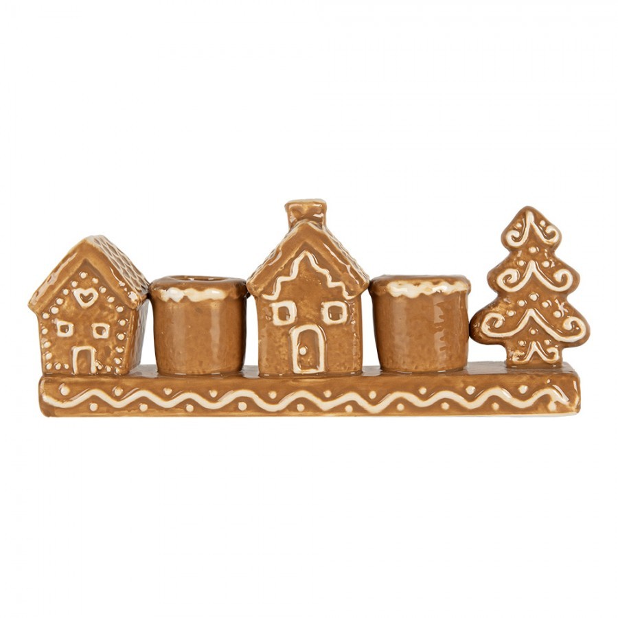 Keramický svícen perníkové chaloupky Gingerbread Cott - 21*4*8 cm