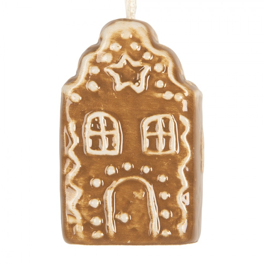 Christmas Ornament House 4x4x6 Cm Brown Ceramic - 4*4*6 cm