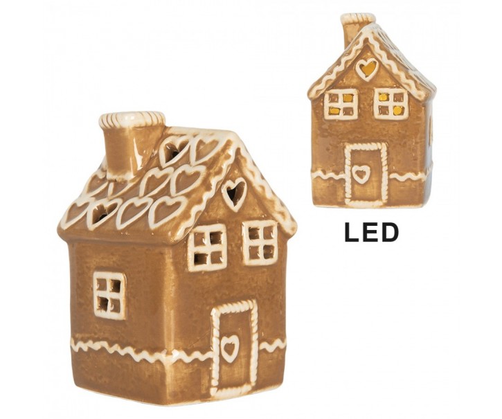 Perníková LED chaloupka Gingerbread Cott - 7*7*11cm Clayre & Eef