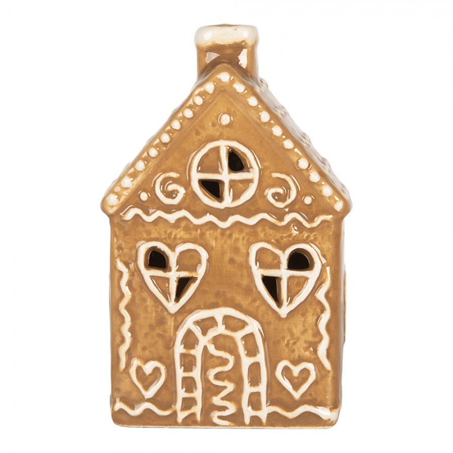 Hnědá perníková LED chaloupka Gingerbread Cott - 7*6*12 cm