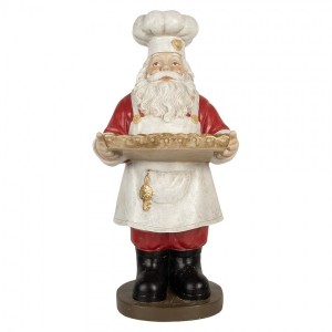 Vánoční dekorace figurka Santa Claus kuchař s podnosem - 40*39*81 cm