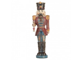 Modro-červená dekorace Louskáček Nutcracker - 7*6*21 cm
