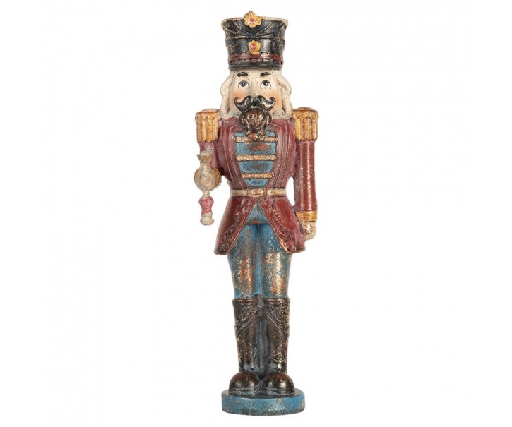 Modro-červená dekorace Louskáček Nutcracker - 7*6*21 cm Clayre & Eef
