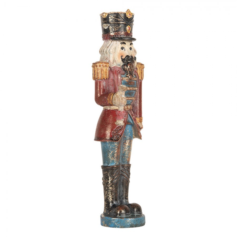 Modro-červená dekorace figurka Louskáček Nutcracker - 7*6*21 cm