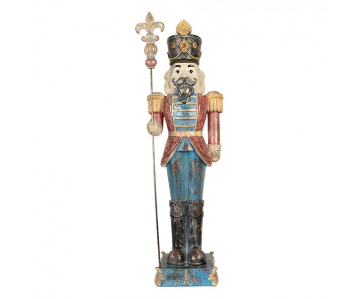 Velká modročervená socha Louskáčka - 31*23*99 cm Clayre & Eef