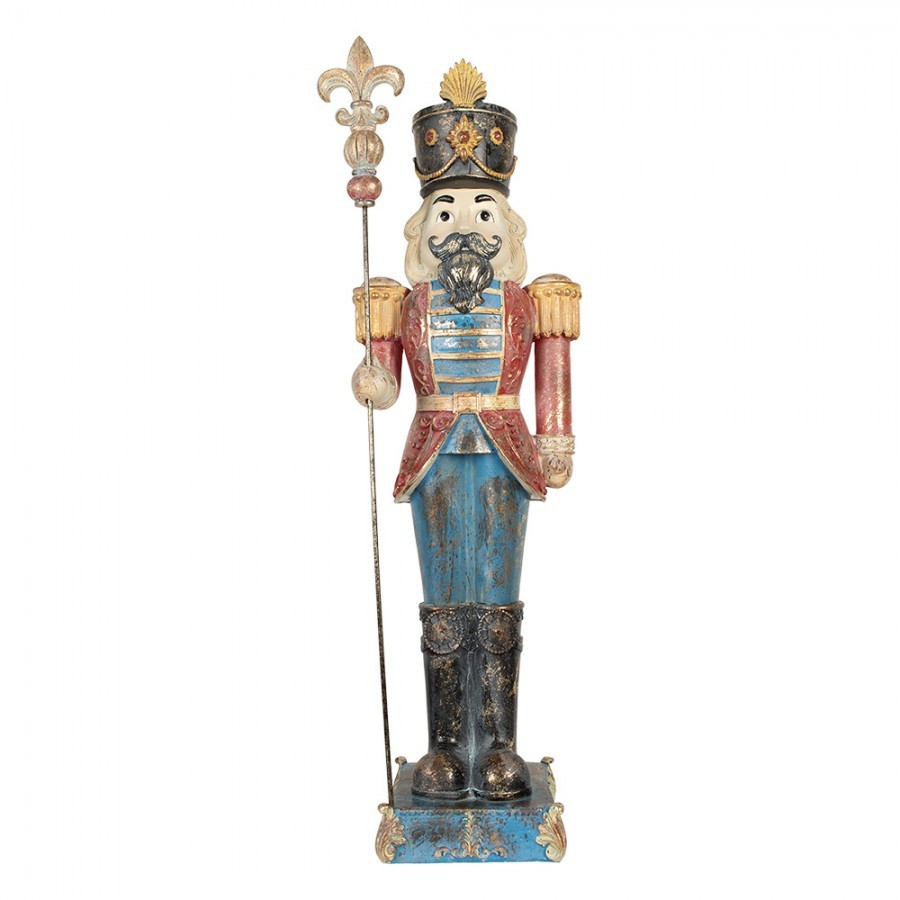 Modro-červená dekorace figurka Louskáček Nutcracker - 31*23*99 cm