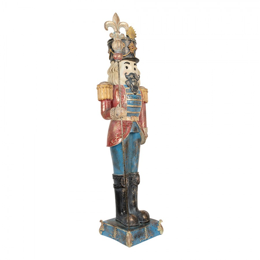Modro-červená dekorace figurka Louskáček Nutcracker - 31*23*99 cm