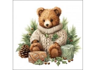 Bílé ubrousky s plyšovým medvídkem Cuddle Bear - 33*33 cm (20ks)