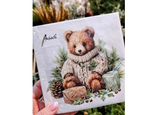 Bílé ubrousky s plyšovým medvídkem Cuddle Bear - 33*33 cm (20ks)