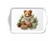Bílý melaminový podnos s plyšovým medvídkem Cuddle Bear - 13*21 cm Ostatní
