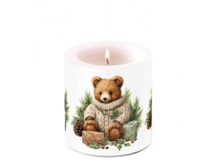 Bílý melaminový podnos s plyšovým medvídkem Cuddle Bear - 13*21 cm