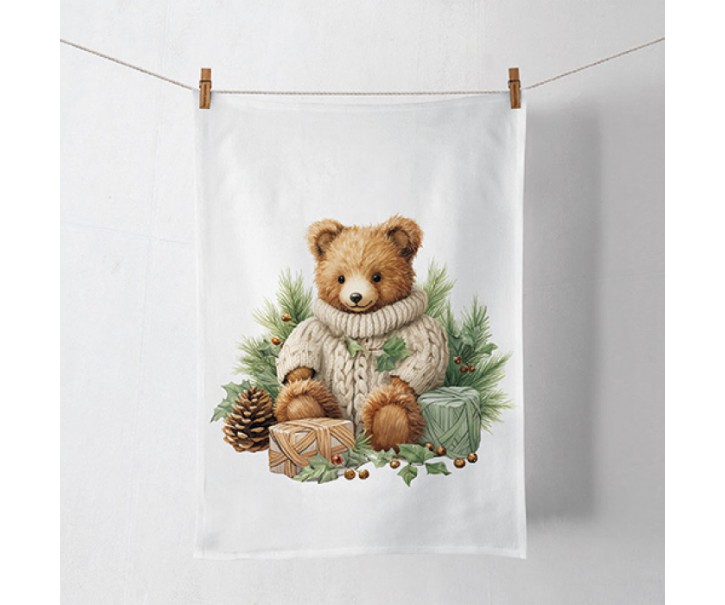 Bílá utěrka s plyšovým medvídkem Cuddle Bear - 50*70 cm Ostatní