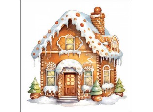 Bílé ubrousky perníková chaloupka Gingerbread House - 33*33 cm (20ks)