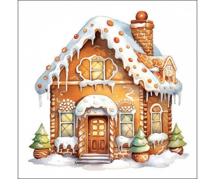 Bílé ubrousky perníková chaloupka Gingerbread House - 33*33 cm (20ks) Ostatní