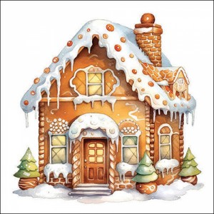 Bílé ubrousky perníková chaloupka Gingerbread House - 33*33 cm (20ks)