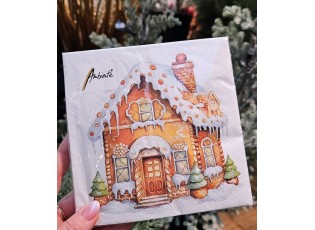 Bílé ubrousky perníková chaloupka Gingerbread House - 33*33 cm (20ks)