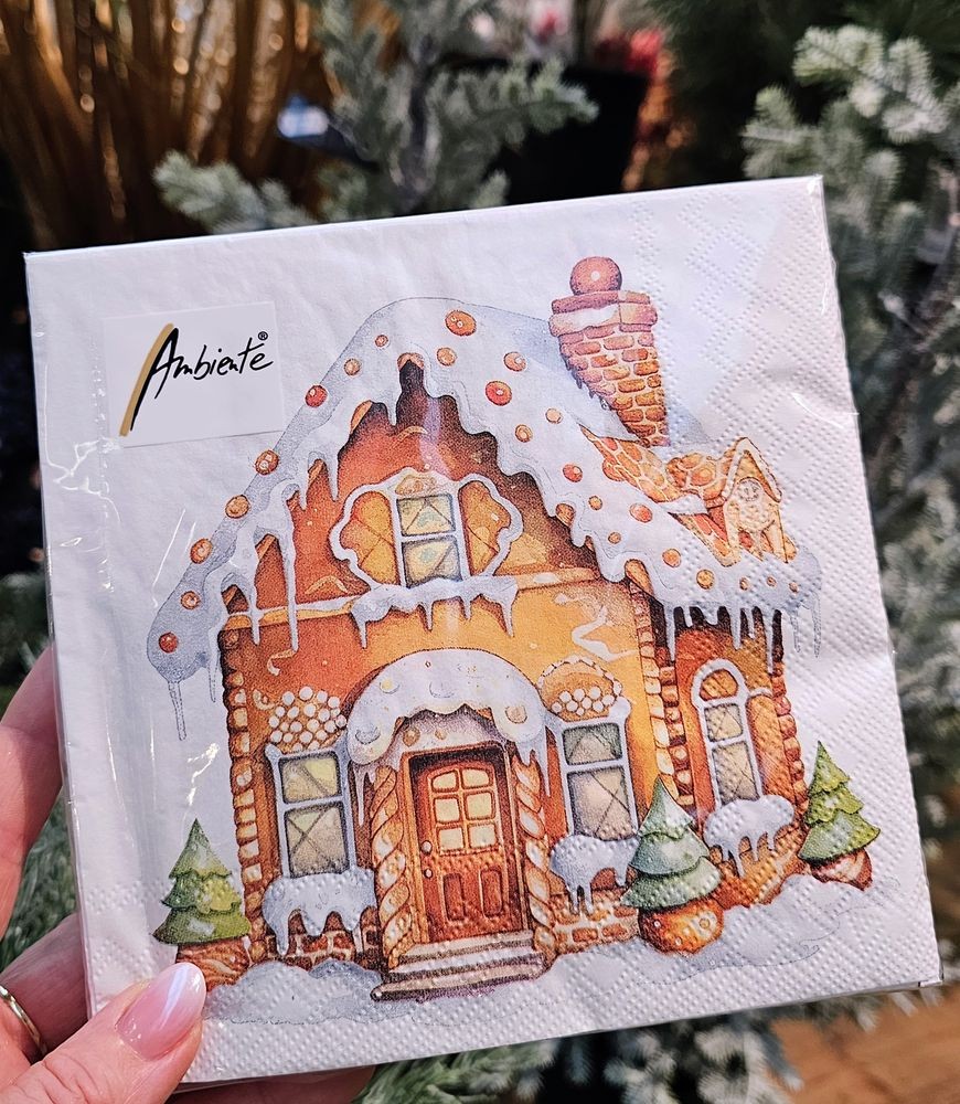 Bílé ubrousky perníková chaloupka Gingerbread House - 33*33 cm (20ks)