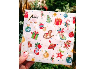 Bílé ubrousky vánoční ozdoby Tree Decorations - 33*33 cm (20ks)