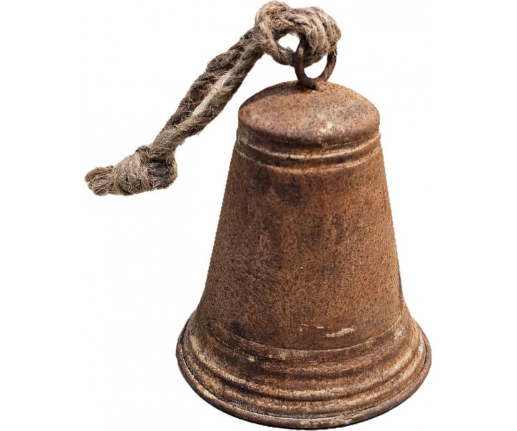 Rezavý antik plechový zvonek se šňůrkou - Ø 13*16 / 30 cm Sommerfield