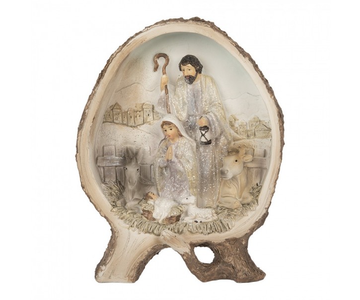Béžová vánoční dekorace Betlém Nativity Scene - 14*5*19 cm Clayre & Eef