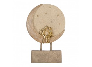 Béžovo-zlatá antik dekorace zamilovaný pár sedící na měsíci - 18*5*26 cm
