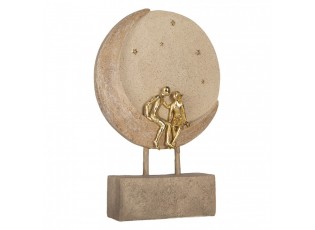 Béžovo-zlatá antik dekorace zamilovaný pár sedící na měsíci - 18*5*26 cm