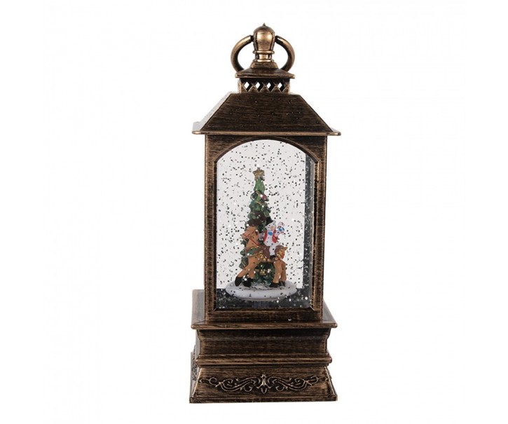 Vánoční dekorace lucerna se stromkem a led světýlky - 8*8*20 cm / 3*AAA Clayre & Eef