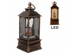 Vánoční dekorace lucerna se stromkem a led světýlky - 8*8*20 cm / 3*AAA