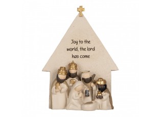 Béžová antik vánoční dekorace Betlém Nativity Scene - 16*6*21 cm