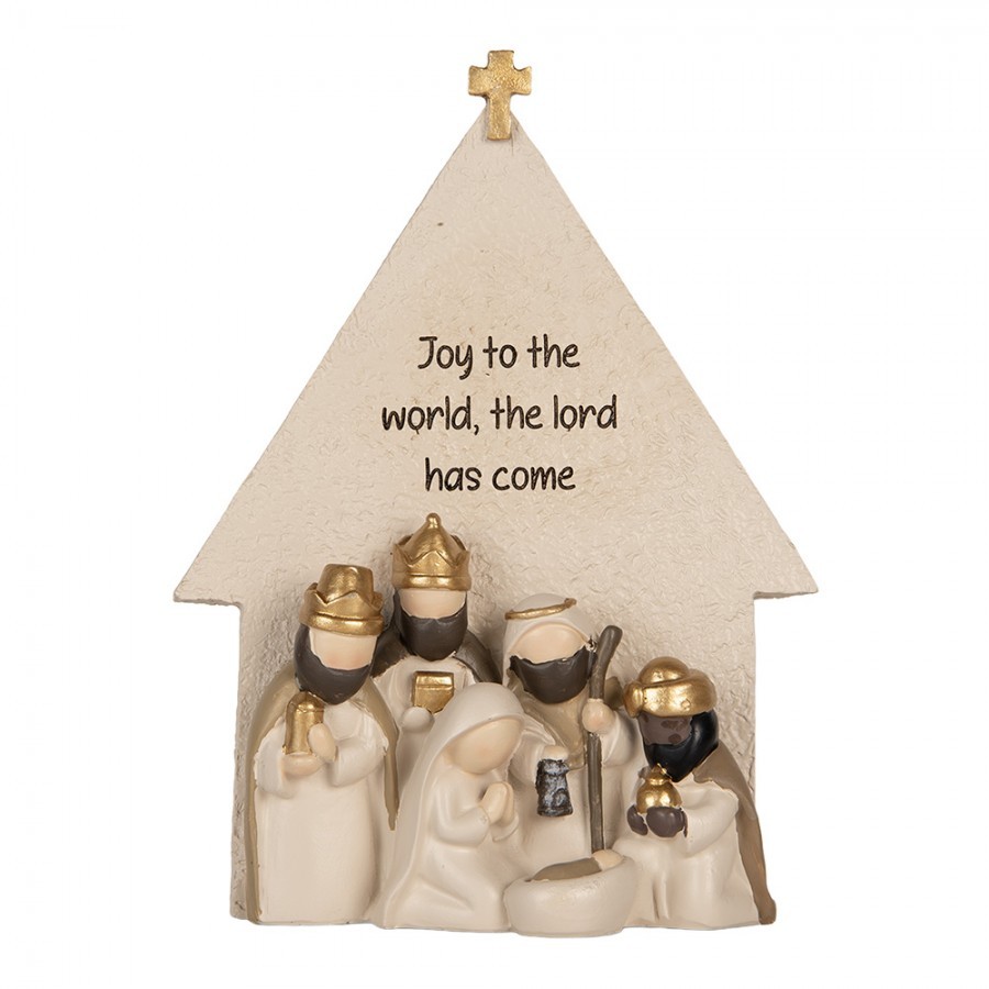 Béžová antik vánoční dekorace Betlém Nativity Scene - 16*6*21 cm