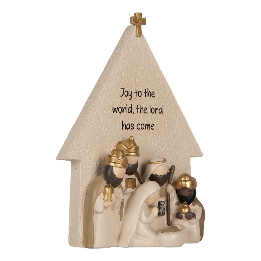 Béžová antik vánoční dekorace Betlém Nativity Scene - 16*6*21 cm