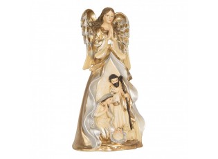 Zlatá antik dekorace anděl se svatou rodinou Angel - 16*13*31 cm