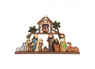 Hnědá vánoční dekorace Betlém Nativity Scene - 32*5*20 cm