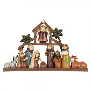 Hnědá vánoční dekorace Betlém Nativity Scene - 32*5*20 cm