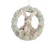 Závěsná dekorace králíček sedící na věnci - 8*3*8 cm Clayre & Eef