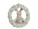 Závěsná dekorace králíček sedící na věnci - 8*3*8 cm Clayre & Eef