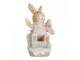 Zimní dekorace králíček v čepce na saních - 8*6*9 cm Clayre & Eef