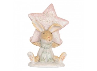 Zimní dekorace králíček s hvězdou Merry Christmas - 8*5*11 cm