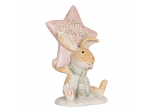 Zimní dekorace králíček s hvězdou Merry Christmas - 8*5*11 cm