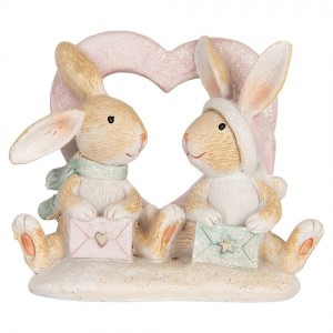 Zimní dekorace zamilovaní králíčci s dopisy - 11*6*9 cm