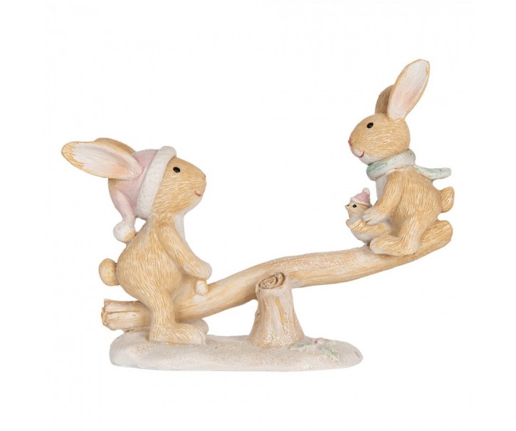 Vánoční dekorace králíčci na houpačce - 16*6*11 cm Clayre & Eef