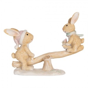 Vánoční dekorace králíčci na houpačce - 16*6*11 cm