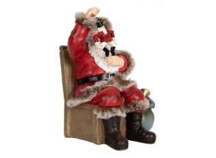 Červená dekorace Santa Claus s Louskáčkem v ruce a hračkami - 16*13*19 cm
